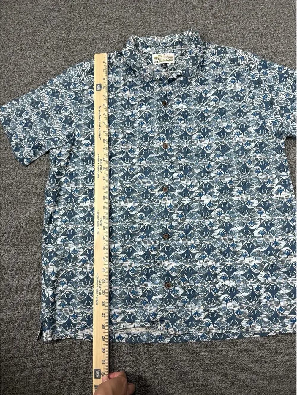 Patagonia Pataloha Men's XL Short Sleeve Hawaiian Shirt Blue Stingray Pattern - Picture 7 of 9